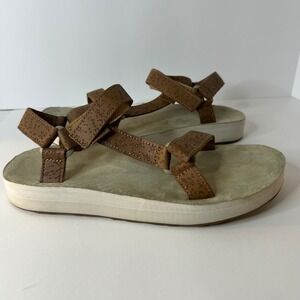 Womens Teva Midform Universal Leather Star Sandals Brown 10